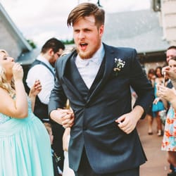 Stephanie Rogers Photography - Excited for their honeymoon and running through their guests at Northeast Wedding Chapel