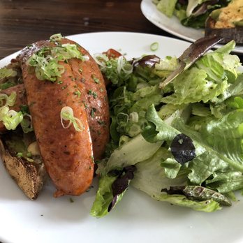 Plenty - Chicken andouille toast - Coffee & Tea Near Me - Oakland, California Plenty - Chicken andouille toast - Coffee & Tea Near Me - Oakland, California