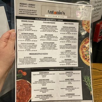 Antonio's Artisan Pizza - Menu - Pizza Near Me - Los Angeles, California