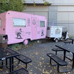 Cute trailer in the parking lot!