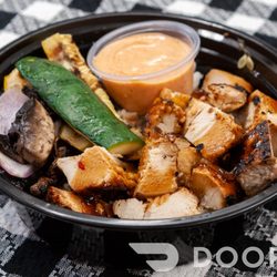Cozy Home Meals and Catering - Hibachi Chicken, grilled vegetables, and "yum yum" sauce over jasmine rice.