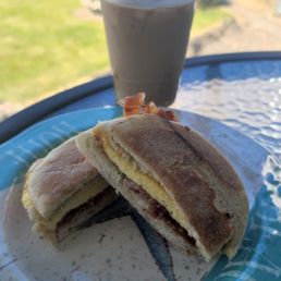 Bacon, egg, and cheese sandwich. Bacon, egg, and cheese sandwich.