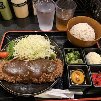 Gyukatsu Rose - Beef katsu with curry, raw egg(for rice), pickled ginger, potato salad, cabbage, shi shi to and rice - Japanese Near Me - Orlando, Florida Gyukatsu Rose - Beef katsu with curry, raw egg(for rice), pickled ginger, potato salad, cabbage, shi shi to and rice - Japanese Near Me - Orlando, Florida