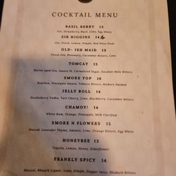 Cocktail menu