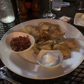 The Mesquitery - Pierogis with bacon on the side. - Seafood Near Me - Hood River, Oregon The Mesquitery - Pierogis with bacon on the side. - Seafood Near Me - Hood River, Oregon