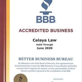 Celaya Law - We are proud to be an accredited business with the Better Business Bureau again this year! - Business Law Near Me - Napa, California Celaya Law - We are proud to be an accredited business with the Better Business Bureau again this year! - Business Law Near Me - Napa, California