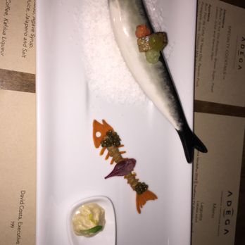 ADEGA Restaurant - Sardines 3 ways Amuse: This dish is hit or miss depending on whether you like sardines and the taste. I found the dish to be fine for what i - Portuguese Near Me - San Jose, California ADEGA Restaurant - Sardines 3 ways Amuse: This dish is hit or miss depending on whether you like sardines and the taste. I found the dish to be fine for what i - Portuguese Near Me - San Jose, California