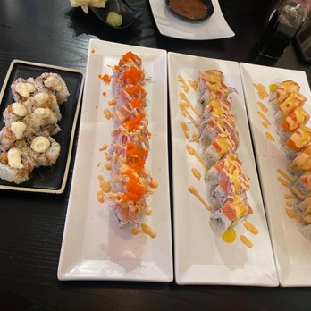 Crazy Tuna - Amazing as always. We love this place. L to r: Salmon Tempura Roll, Chandler Handler Roll, Mango Tango Roll, Salmon Delight Roll. - Japanese Near Me - Chandler, Arizona Crazy Tuna - Amazing as always. We love this place. L to r: Salmon Tempura Roll, Chandler Handler Roll, Mango Tango Roll, Salmon Delight Roll. - Japanese Near Me - Chandler, Arizona