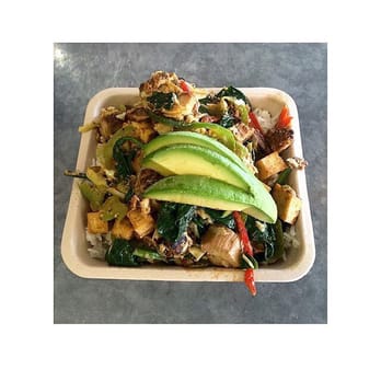 Green Tomato Grill - My bowl I created. Plenty of food for a fair price :) - New American Near Me - Orange, California
