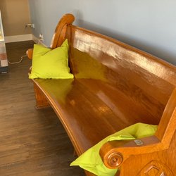 Canna World Market - Nothing says relax like a church pew..... Ours is actually quite nice.