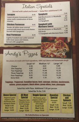 Menu photo 1 Andy's Pizza & Steak House Dunlap, TN