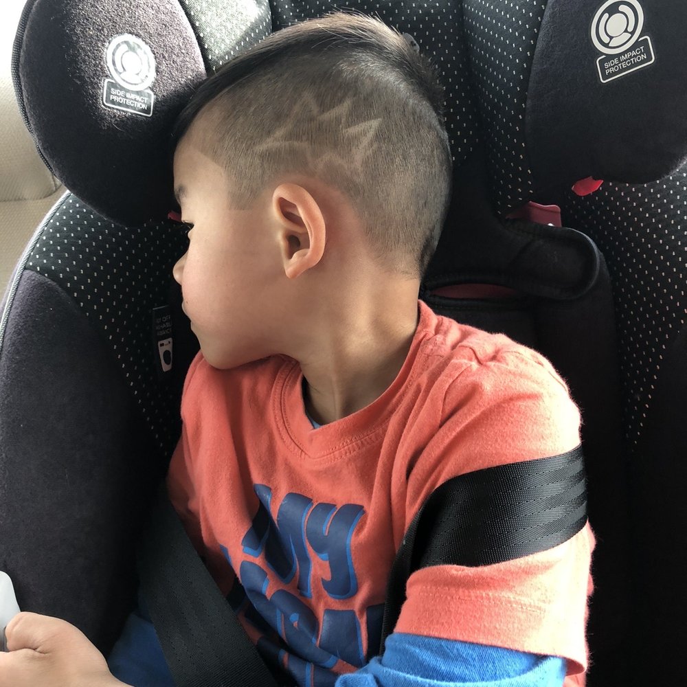 This is what my son got. Star with 6 sides. $25 for 4 years old hair cut. This is what my son got. Star with 6 sides. $25 for 4 years old hair cut.