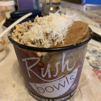Rush Bowls - a bowl of ice cream with shredded coconut on top - Breakfast & Brunch Near Me - Denver, Colorado Rush Bowls - a bowl of ice cream with shredded coconut on top - Breakfast & Brunch Near Me - Denver, Colorado
