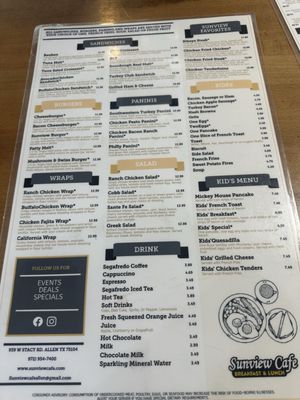 Menu photo 2 Sunview Cafe Allen, TX