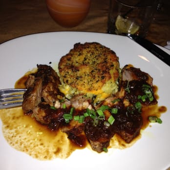 Wisteria - Pork Tenderloin Molasses Rubbed - brown sugar sweet potato soufflé, onion, apple & walnut relish. - New American Near Me - Atlanta, Georgia Wisteria - Pork Tenderloin Molasses Rubbed - brown sugar sweet potato soufflé, onion, apple & walnut relish. - New American Near Me - Atlanta, Georgia