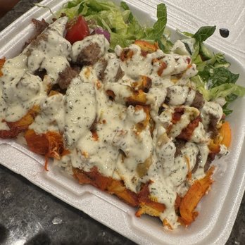 Gyro Factory - Lamb and chicken over rice with cucumber sauce - Falafel Near Me - Stafford, Virginia Gyro Factory - Lamb and chicken over rice with cucumber sauce - Falafel Near Me - Stafford, Virginia