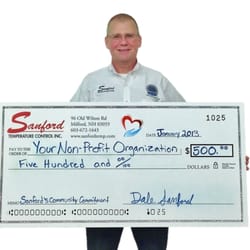 Sanford Temperature Control - Sanford's Community Commitment - Since 2013 we have been giving away $500 each month to local non-profits . choosesanford.com/community