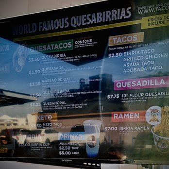 Tacos San Marcos - It's a little blurry but this is part of the menu. I heard people ordering burritos- guess there's other things on the menu not listed - Tacos Near Me - visalia, California