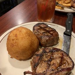 100 Mile Rib & Chop House - Pork Chops and Cheesey Potato thing..