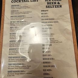 Drink menu