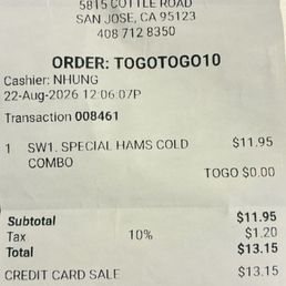 $13.15 for a super dry and tasteless Vietnamese sandwich. $13.15 for a super dry and tasteless Vietnamese sandwich.