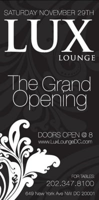 Photo of Lux Lounge - Washington, DC, DC, US. Grand Opening