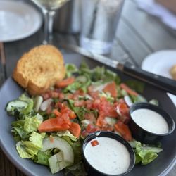 Sunset Pointe - Side salad and house made ranch. you could tell the lettuce was good quality and included kale.