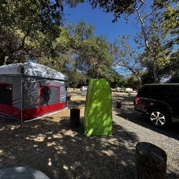 Ez-up with cube tent, personal tent for the luggable loo. Ez-up with cube tent, personal tent for the luggable loo.