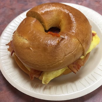 Bagel Bin & Deli - Egg Bagel w/ bacon and egg - Desserts Near Me - Columbia, Maryland