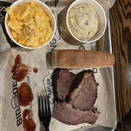 Brisket  1 Meat Plate Brisket Loaded Baked Potato Casserole Mac & Cheese Texas Toast