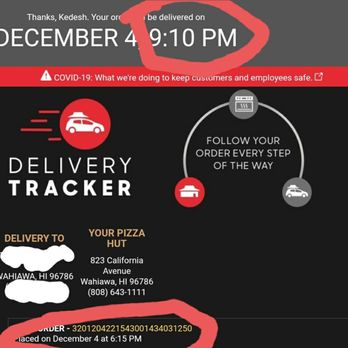 Pizza Hut - Ordered at 6:15pm. They said it would come 9:10pm. Actually came at 10:40pm. Fast food right? - Pizza Near Me - Wahiawa, Hawaii Pizza Hut - Ordered at 6:15pm. They said it would come 9:10pm. Actually came at 10:40pm. Fast food right? - Pizza Near Me - Wahiawa, Hawaii