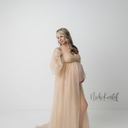 Nicki Kristof Photography - Studio Maternity Portrait photography using gorgeous Gown provided by Nicki