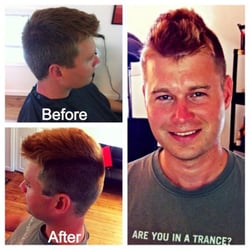 Hair By Hannah - Before & after. Half Mohawk and colored top. Anyone feeling adventous?