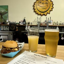 Hazy IPA, lager and smashburger from rotating vendor - yum!!