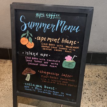Ape Coffee - Summer menu - Coffee & Tea Near Me - Orange, California