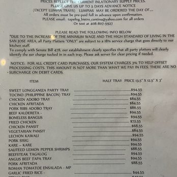 Tapsilog Bistro - Catering menu - Filipino Near Me - Campbell, California Tapsilog Bistro - Catering menu - Filipino Near Me - Campbell, California