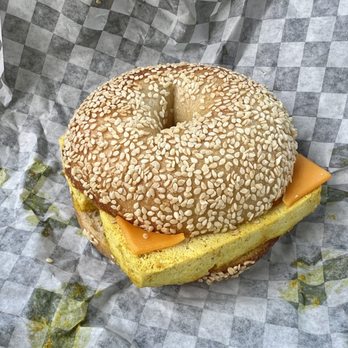 Bloom Bistro & Grocery - Vegan tofu and cheese on sesame. Good - Bagels Near Me - Seattle, Washington Bloom Bistro & Grocery - Vegan tofu and cheese on sesame. Good - Bagels Near Me - Seattle, Washington