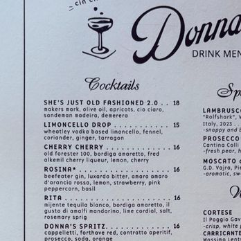 Donna's - Cocktail menu - Italian Near Me - Los Angeles, California Donna's - Cocktail menu - Italian Near Me - Los Angeles, California