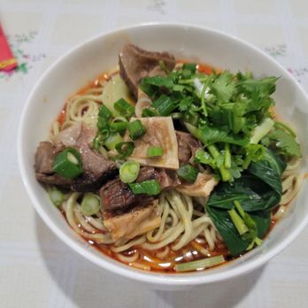 Liu Sichuan Noodle House - Beef brisket noodles (spicy) (includes bok choy, cilantro, and scallions) - Chinese Near Me - Queens, New York