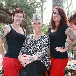 Sailor Cher's Tattoo & Body Piercing - Erin.g (piercer), Sailor Cher (owner/tattoo artist), Molly (studio manager)