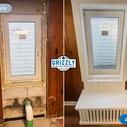 Grizzly Painting Services - Before and After Basement Remodel in Orchard Park NY Including flooring, custom carpentry, painting and drywall.