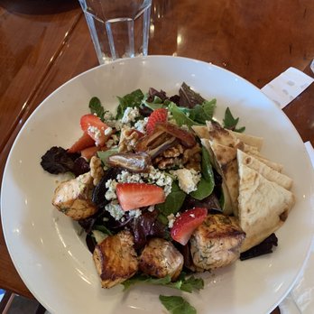 Panini Kabob Grill - Strawberry-Date Salad with Salmon - Mediterranean Near Me - Irvine, California Panini Kabob Grill - Strawberry-Date Salad with Salmon - Mediterranean Near Me - Irvine, California