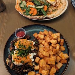 Masala chicken crepe (back) & masala mushroom benny (front) Masala chicken crepe (back) & masala mushroom benny (front)