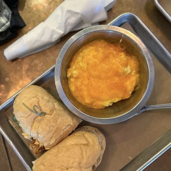 The Second Line - Hot honey Fried chicken poboy and cheese grits - Cajun/Creole Near Me - Memphis, Tennessee