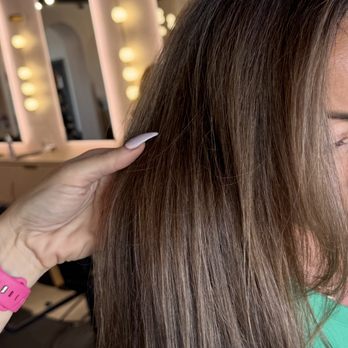 Vanilla Salon - Blending in highlights growing out black - Hair Salons Near Me - Costa Mesa, California Vanilla Salon - Blending in highlights growing out black - Hair Salons Near Me - Costa Mesa, California