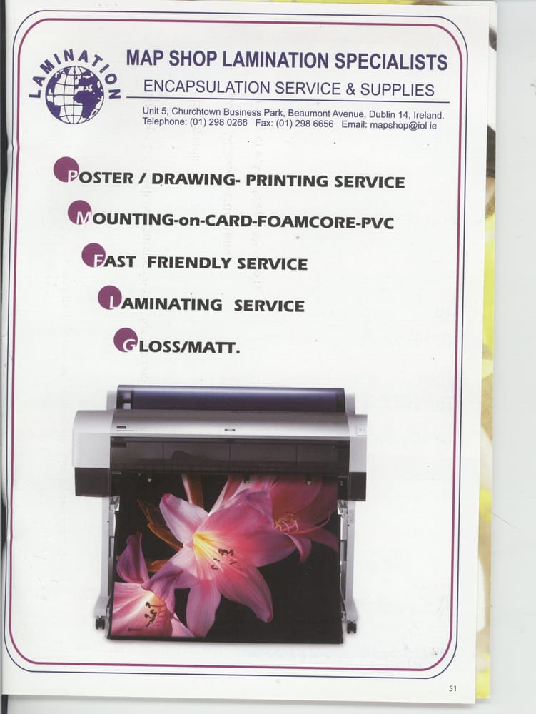 MAP SHOP LAMINATION Unit 12, Parkwest, Co. Dublin, Republic of