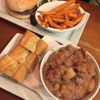 Maggie Mays - The beef stew and the Hawaiian burger with sweet potato fries. - Coffee & Tea Near Me - Belfast, BFS