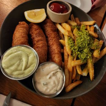 Isla & Co - Fish and chips (gluten free) - upgraded to truffle fries - Cafes Near Me - Brooklyn, New York Isla & Co - Fish and chips (gluten free) - upgraded to truffle fries - Cafes Near Me - Brooklyn, New York