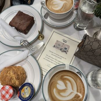 Ralph's Coffee - scone with jam and butter, chocolate brownie, two cappuccinos - Coffee & Tea Near Me - New York, New York Ralph's Coffee - scone with jam and butter, chocolate brownie, two cappuccinos - Coffee & Tea Near Me - New York, New York