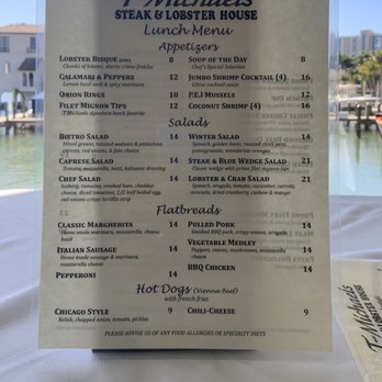 T Michaels - Lunch menu: Appetizers / Salads / Flatbreads / Hot Dogs - Steakhouses Near Me - Naples, Florida